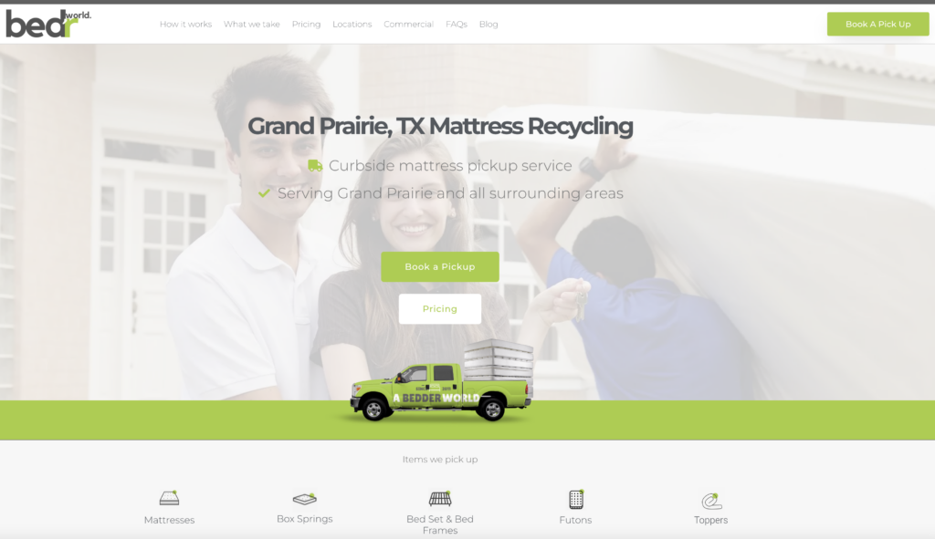 mattress-recycling-service-in-grand-prairie-tx-screenshot-of-homepage