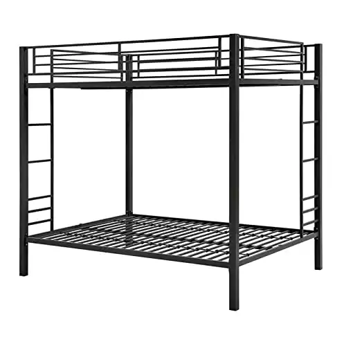 DHP Full over Full Bunk Bed for Kids, Metal Frame with Ladder (Black)