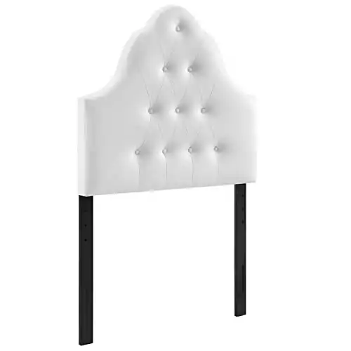 Modway Sovereign Tufted Button Faux Leather Upholstered Twin Headboard in White