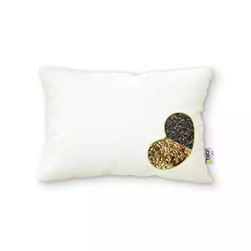 Bean Products WheatDreamz 14" x 20" Japanese Pillow -Organic Cotton Zippered Shell with 1 Side Organic Millet and 1 Side Organic Buckwheat Fillings - Made in USA