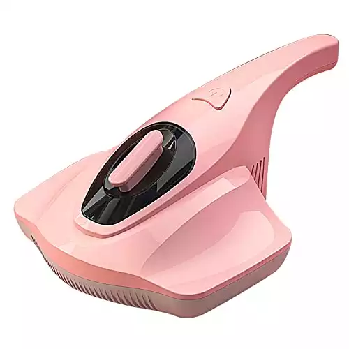RONE Mattress Vacuum Cleaner, Handheld Vacuum Cleaner UV Vacuum Efficient Cleaning Super Suction Vacuum Beat Suitable for Pillows, Sheets, Mattresses, Sofas, Bed (Pink)