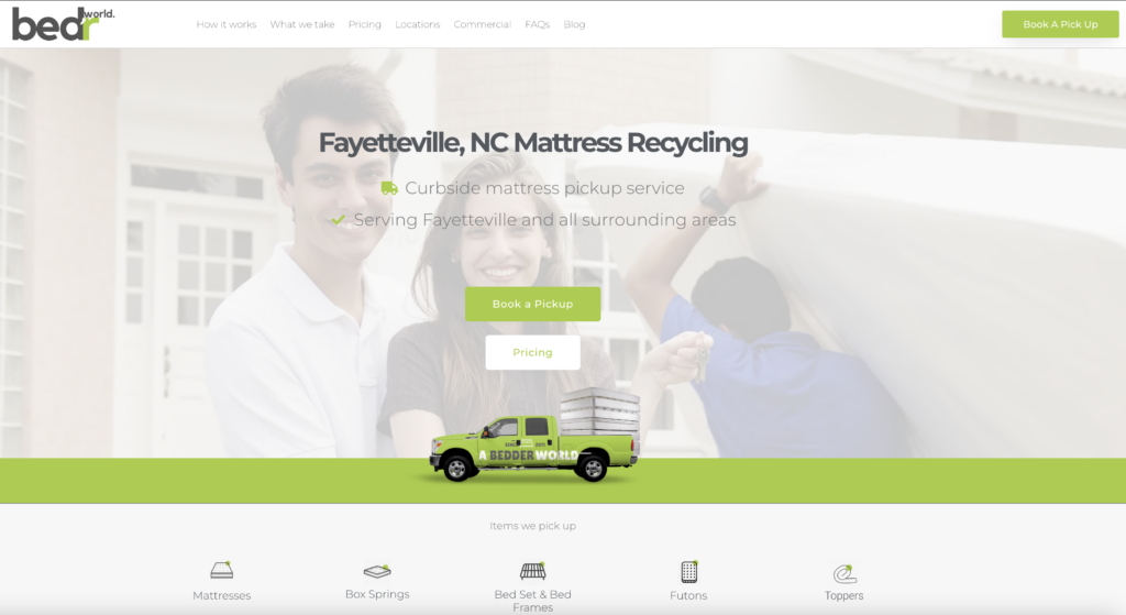 fayetteville-nc-mattress-recycling-homepage-screenshot
